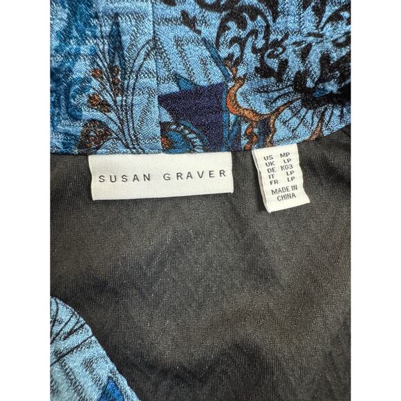 Susan Graver Petite Novelty Knit Jacket Shawl Collar Blue Teal MP NWOT Stretch - Picture 11 of 13